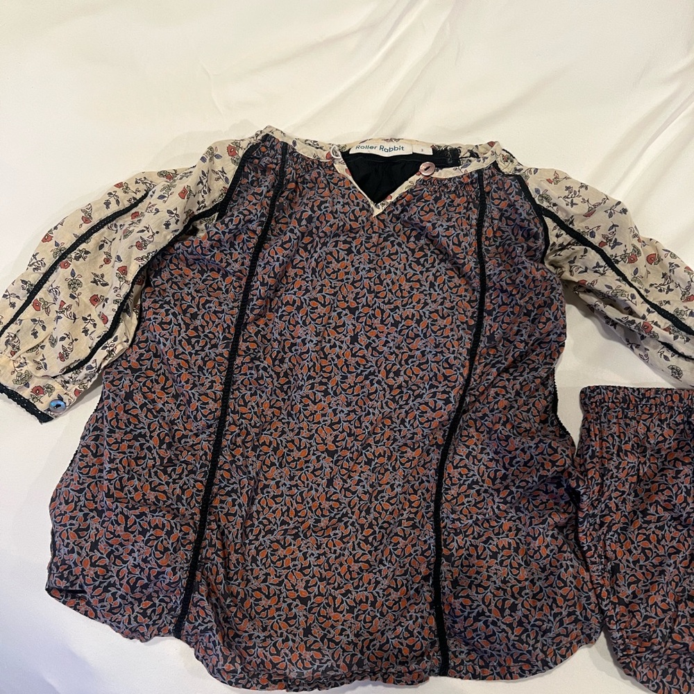 Roller Rabbit Floral Kids Dress - Blue and Cream